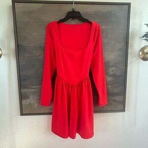 NWT OQQ Elegant Red Long Sleeve Dress